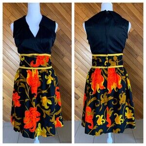 Vintage 60s Color Block/Floral Shirt Dress